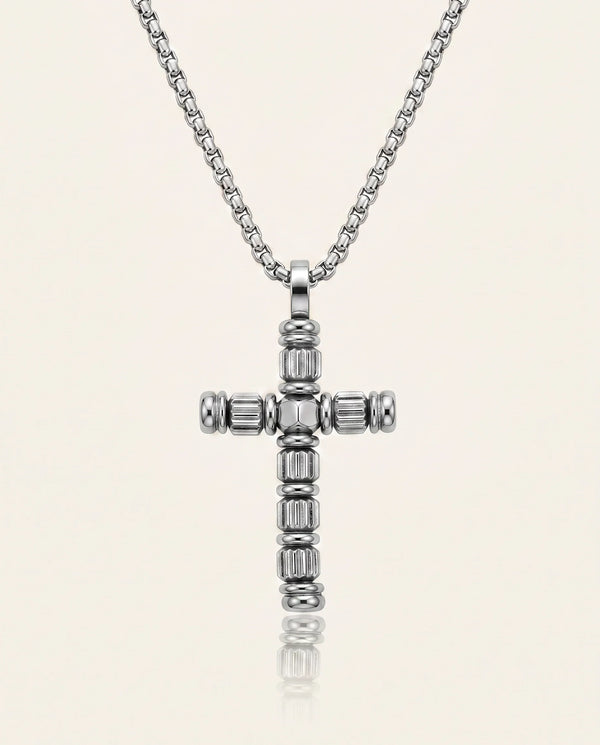 men's stainless steel cable cross pendant