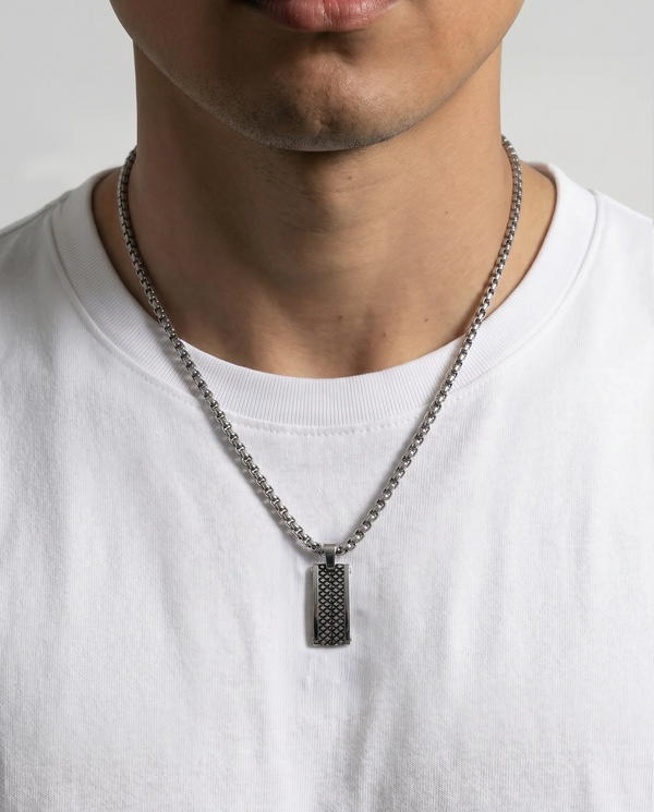 Men's stainless steel dog tag pendant by