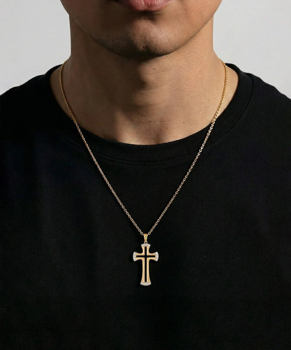 Men's lab-grown diamond cross pendant by