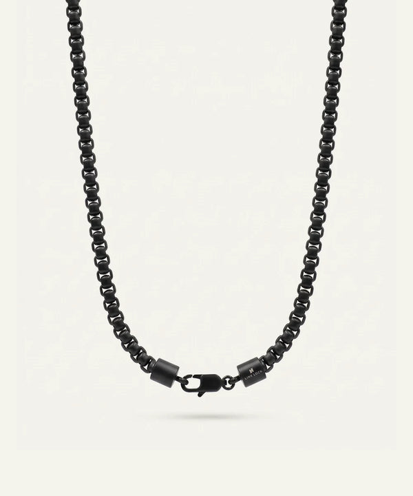 men's black stainless steel box chain necklace with lobster clasp