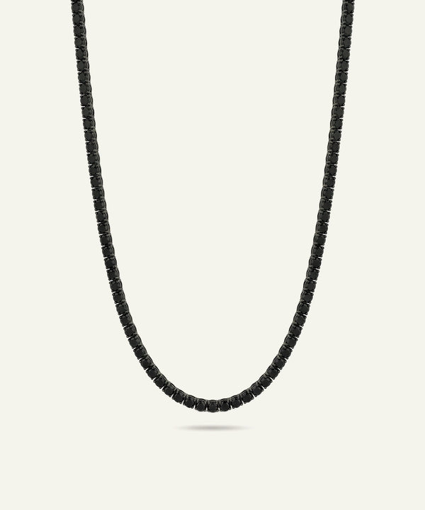 men's black spinel tennis necklace