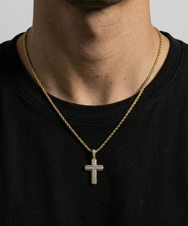 Close-up of 2 CTW lab-grown diamond cross pendant