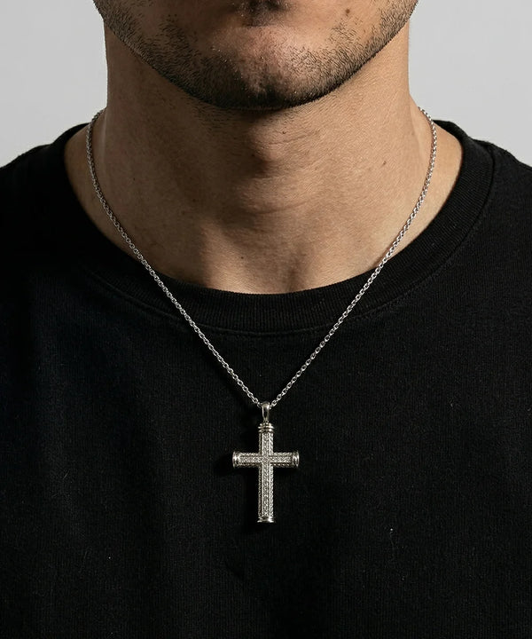 Close-up of 0.35 CTW diamond cross pendant