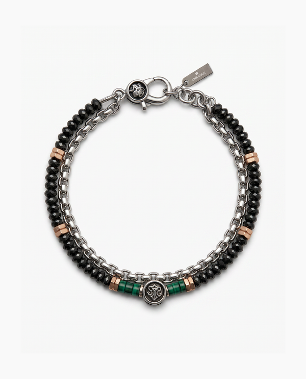 Synthetic Malachite & Hematite Beaded Bracelet