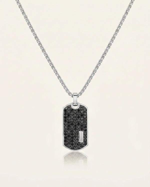 Black CZ Dog Tag Pendant