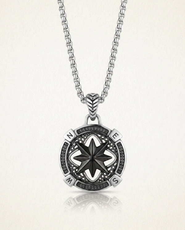 Black Oxidized Compass Pendant