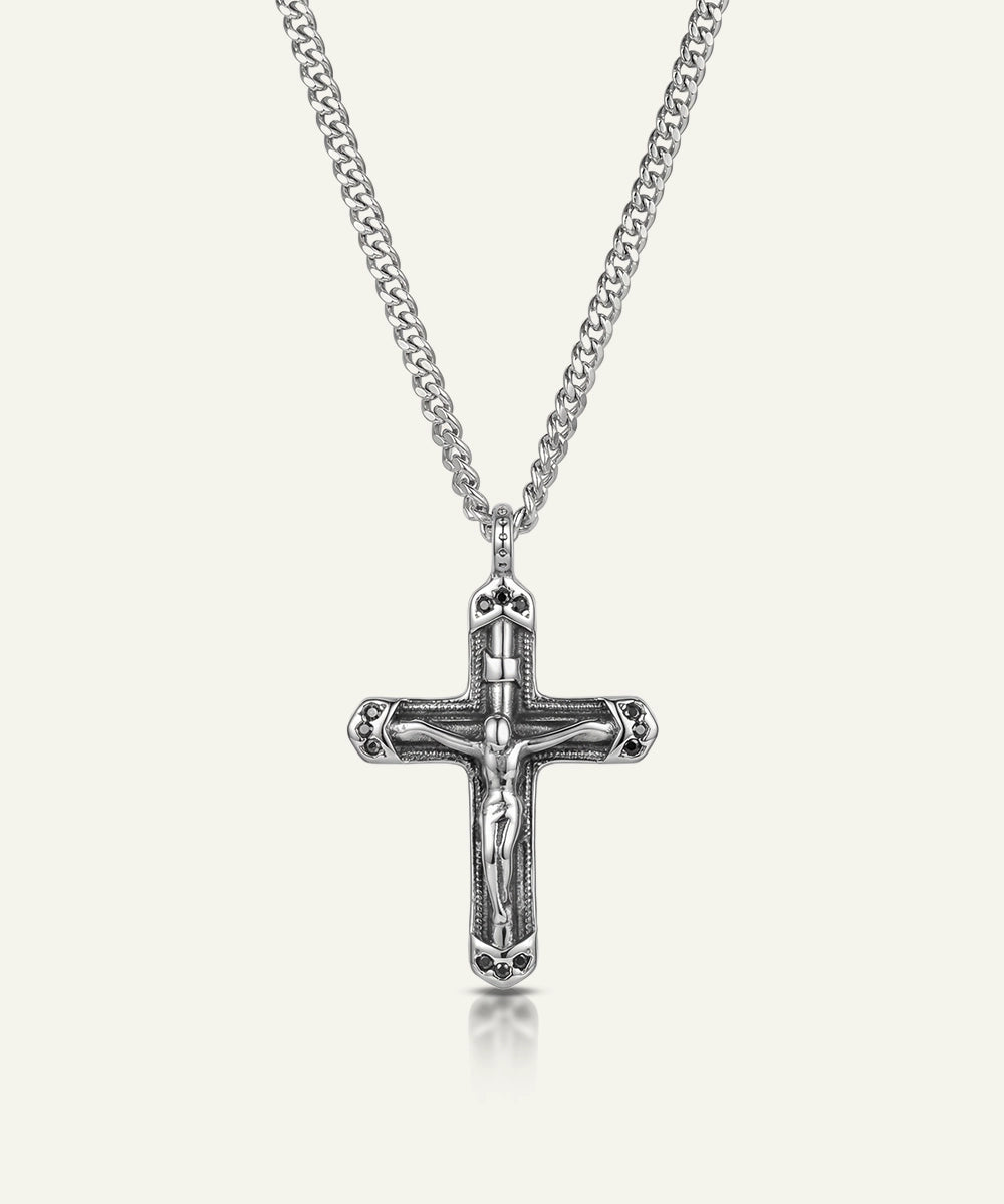 Men's stainless steel Jesus cross pendant by