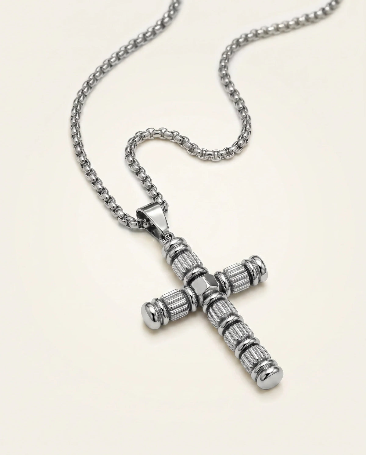 Men's stainless steel cross pendant with lobster clasp