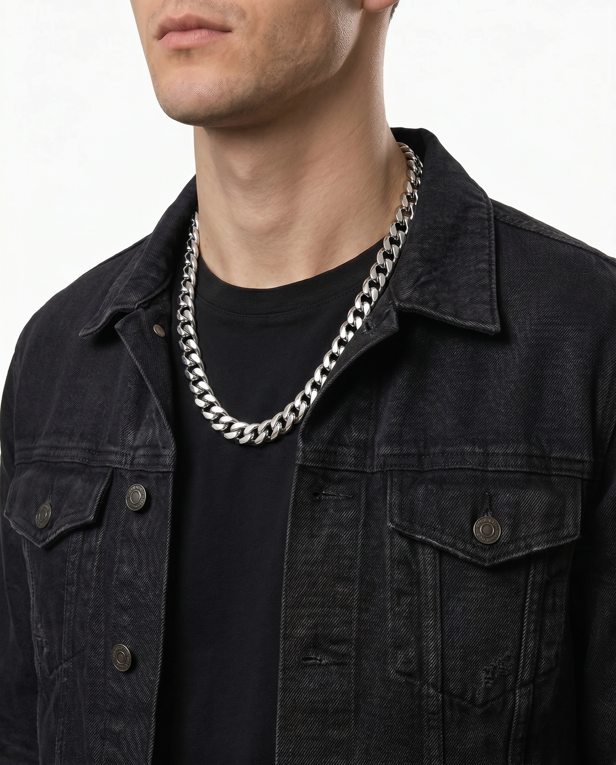Men's 20-inch silver Cuban chain by