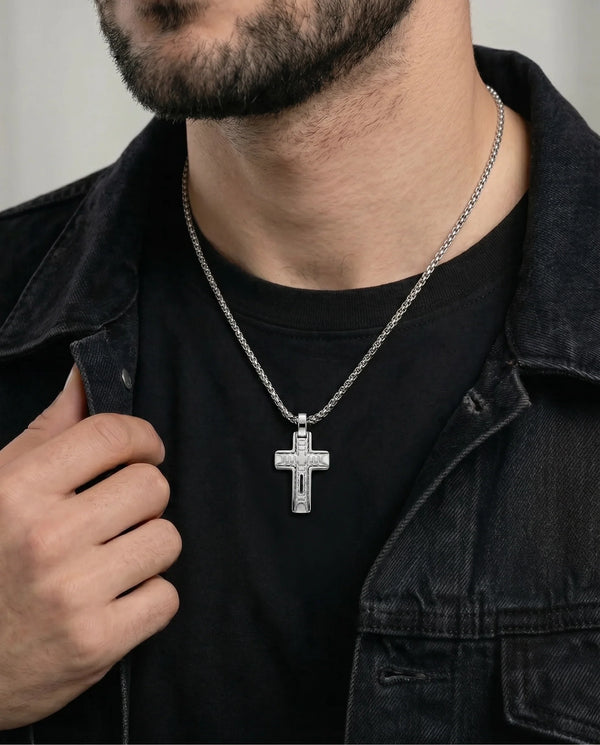 Close-up of classic cross pendant