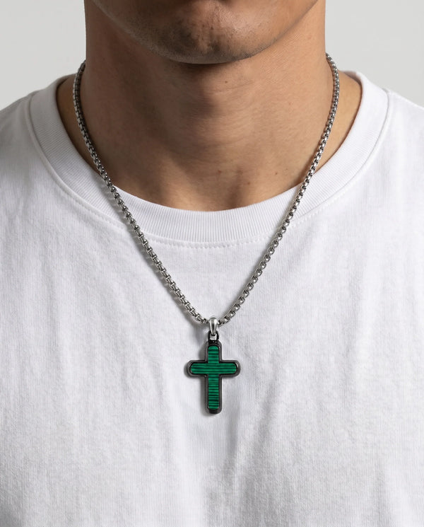 Synthetic Malachite Cross Pendant