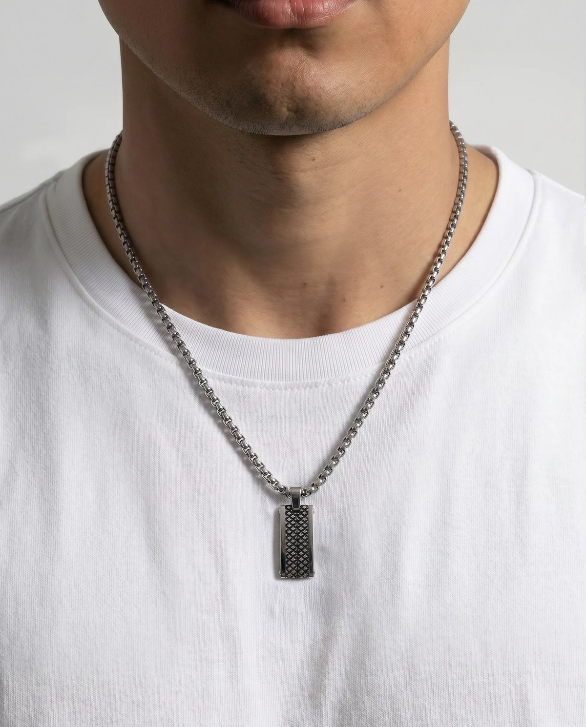 Men's stainless steel dog tag pendant by