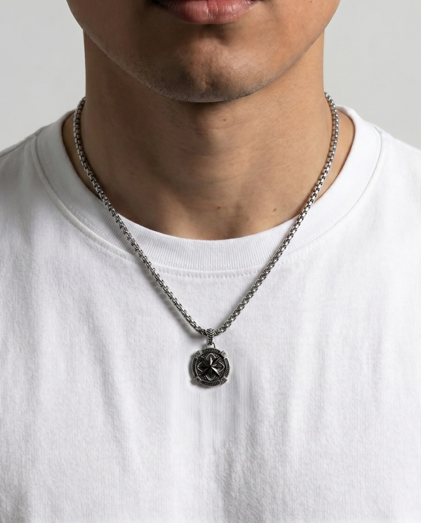 Black Oxidized Compass Pendant