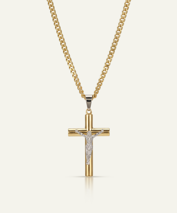 Two-toned Crucifix Cross Pendant