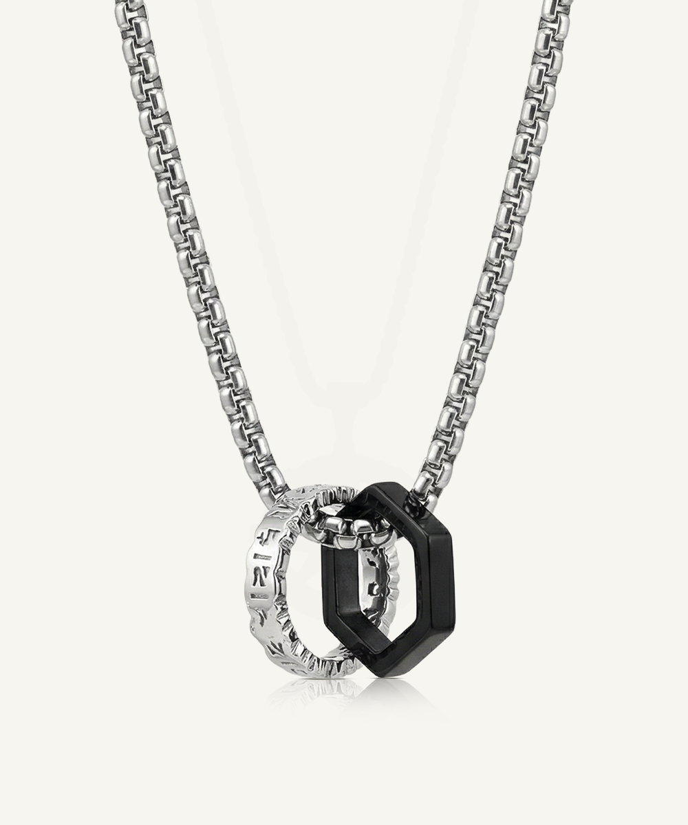 Men's stainless steel octagon pendant by