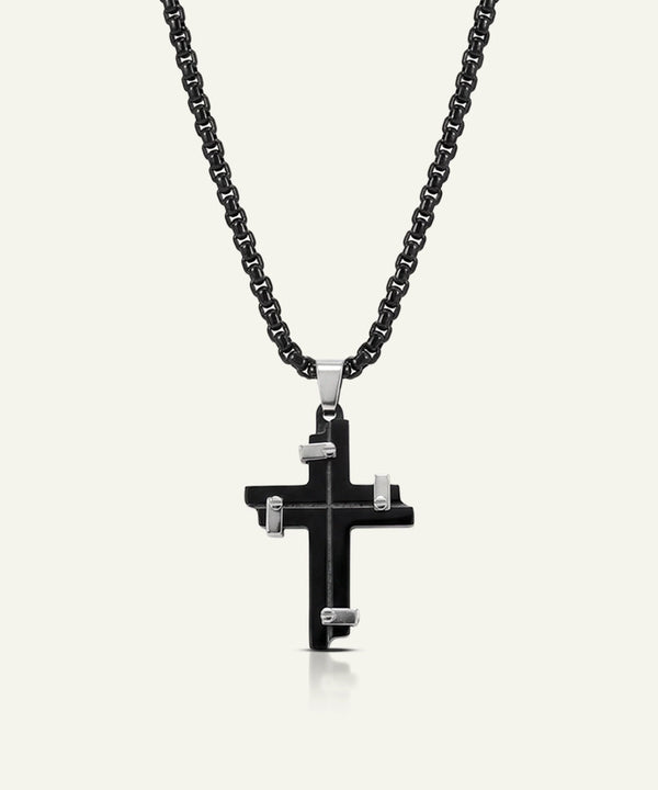 Two-Toned Screw & Cross Pendant
