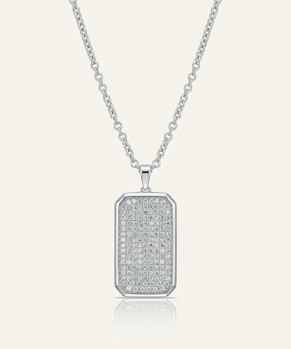 Men's vermeil lab-grown diamond dog tag pendant by