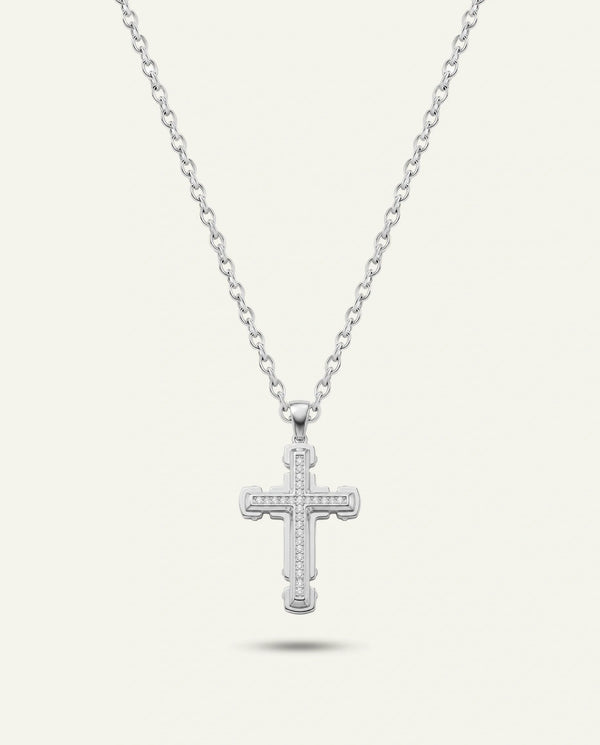 Silver Lab-grown Diamond Cross Pendant
