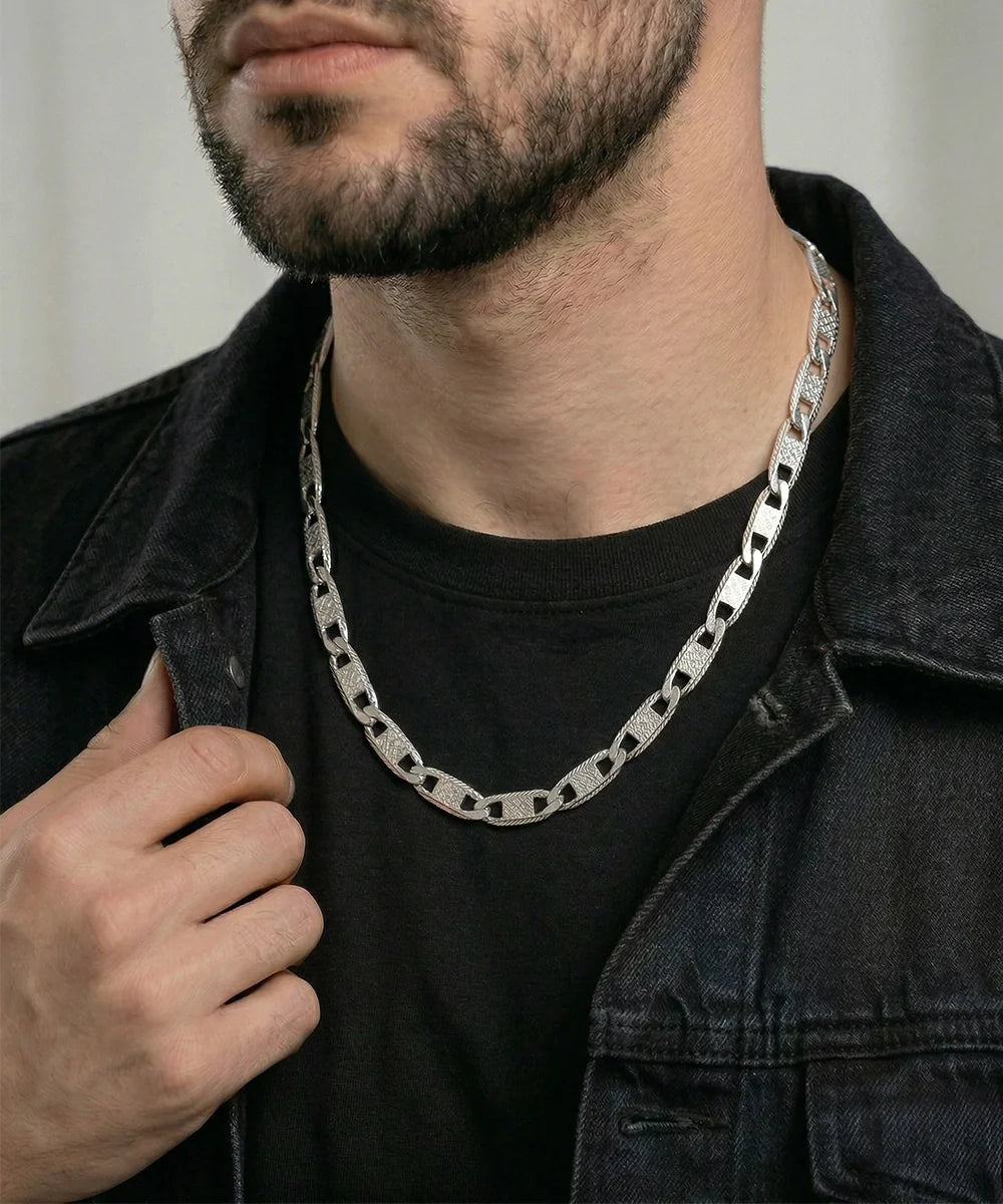 Close-up of Valentino chain links