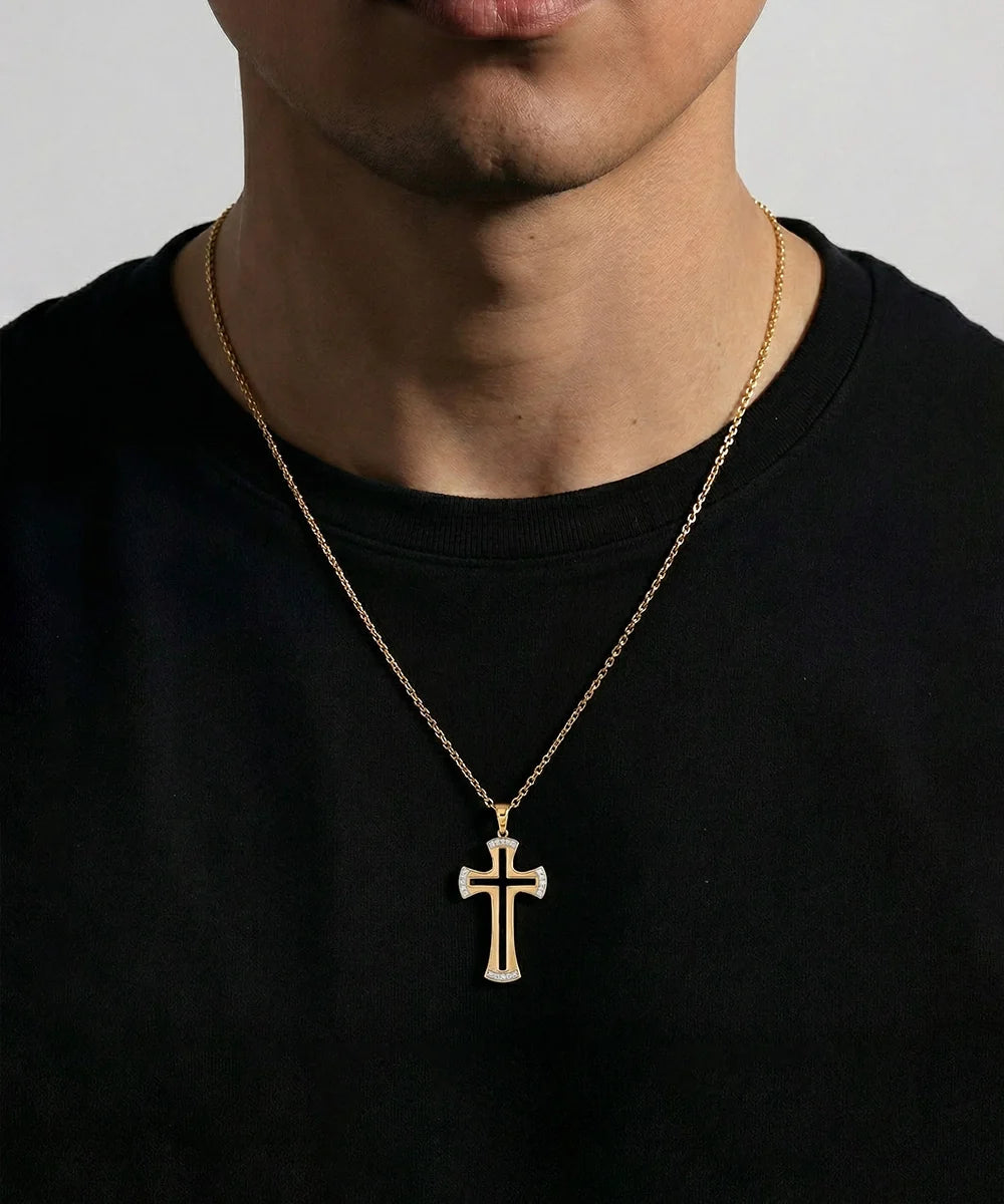 Men's lab-grown diamond cross pendant by