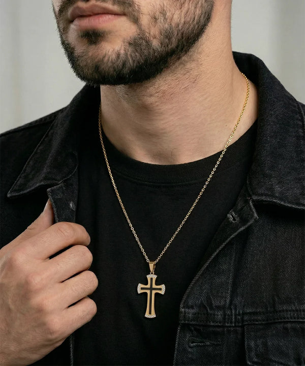 Close-up of 0.35 CTW diamond cross pendant