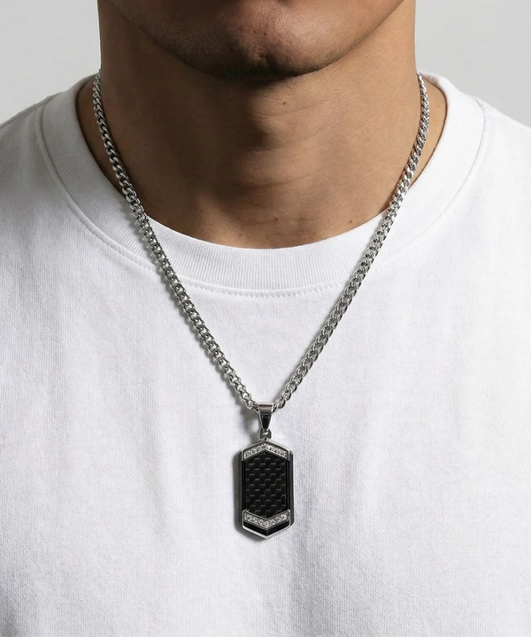 Cubic Zirconia Dog Tag Pendant