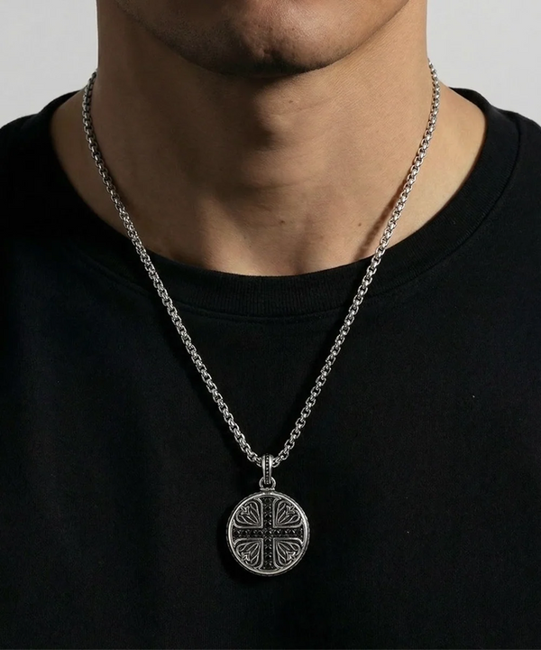 Cubic Zirconia Medallion Cross Pendant