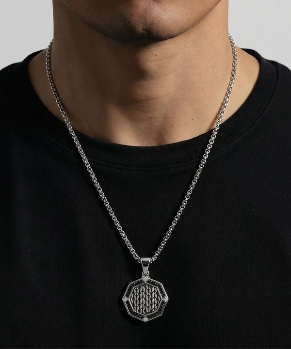 Cubic Zirconia Octagonal Medallion Pendant