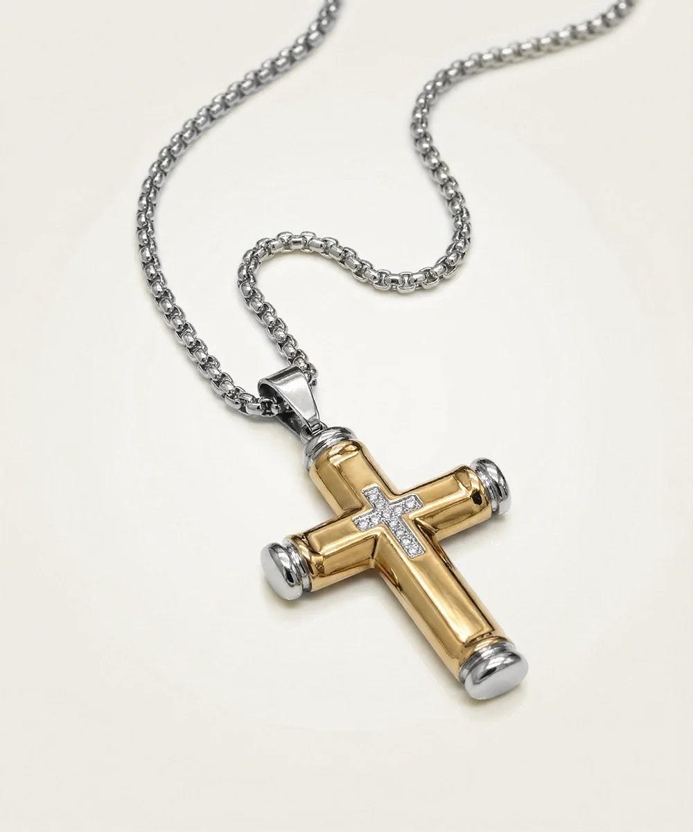 men's white CZ cross pendant from Valliani Jewelers