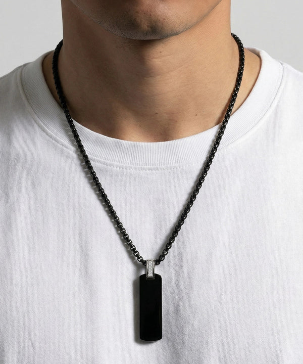 Cubic Zirconia Bar Dog Tag Pendant