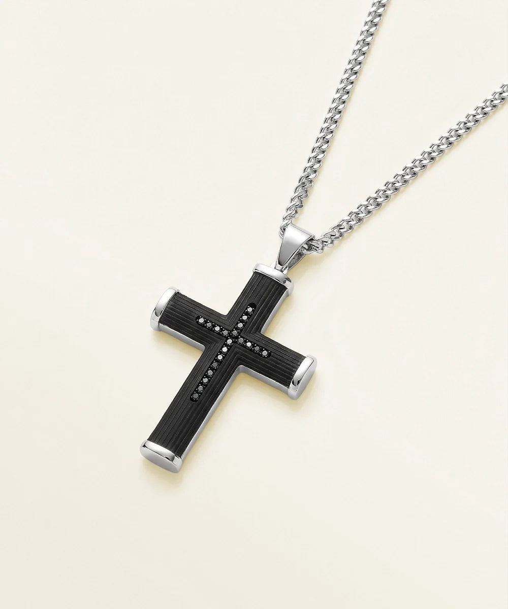men's black cross pendant from Valliani Jewelers