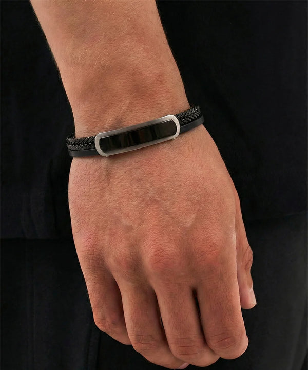 Buckle Braided Leather Bracelet