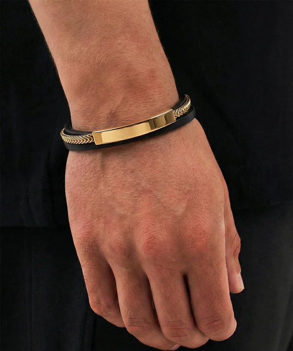 Triple Band Two-toned Leather Bracelet