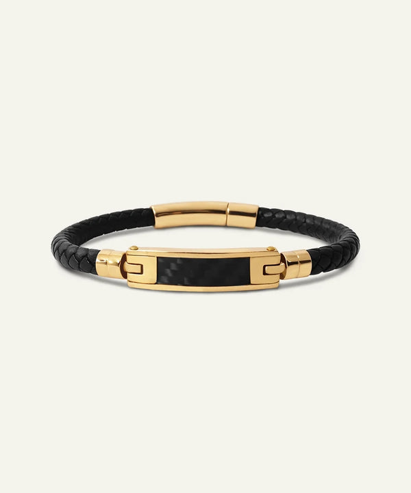 Black Rope Leather & Steel Bracelet