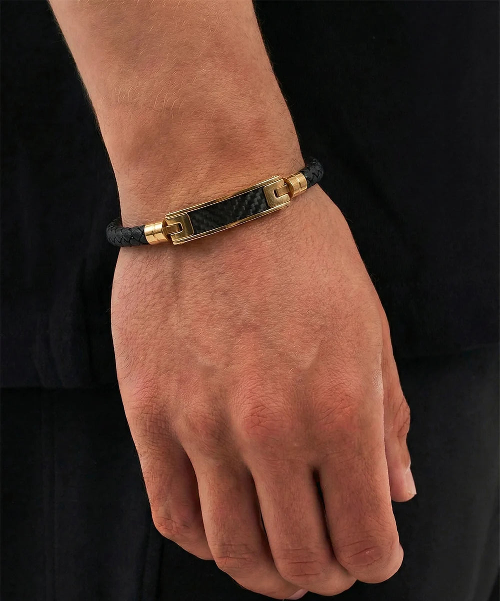 Close-up of PU leather bracelet