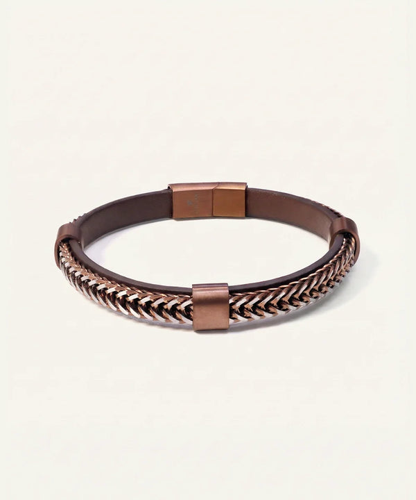 Bronze Franco Leather & Steel Bracelet