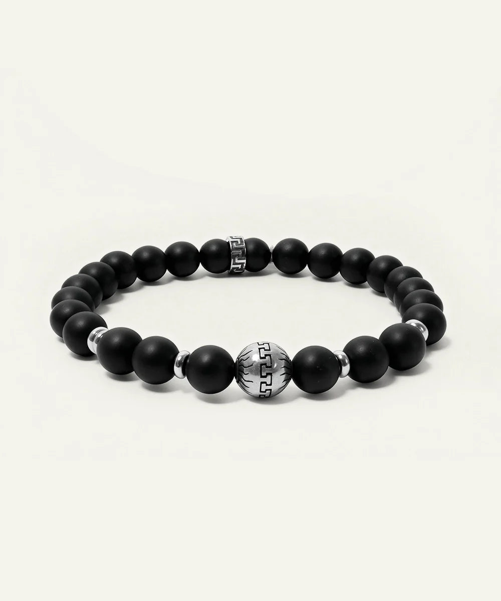men's matte black onyx bead bracelet