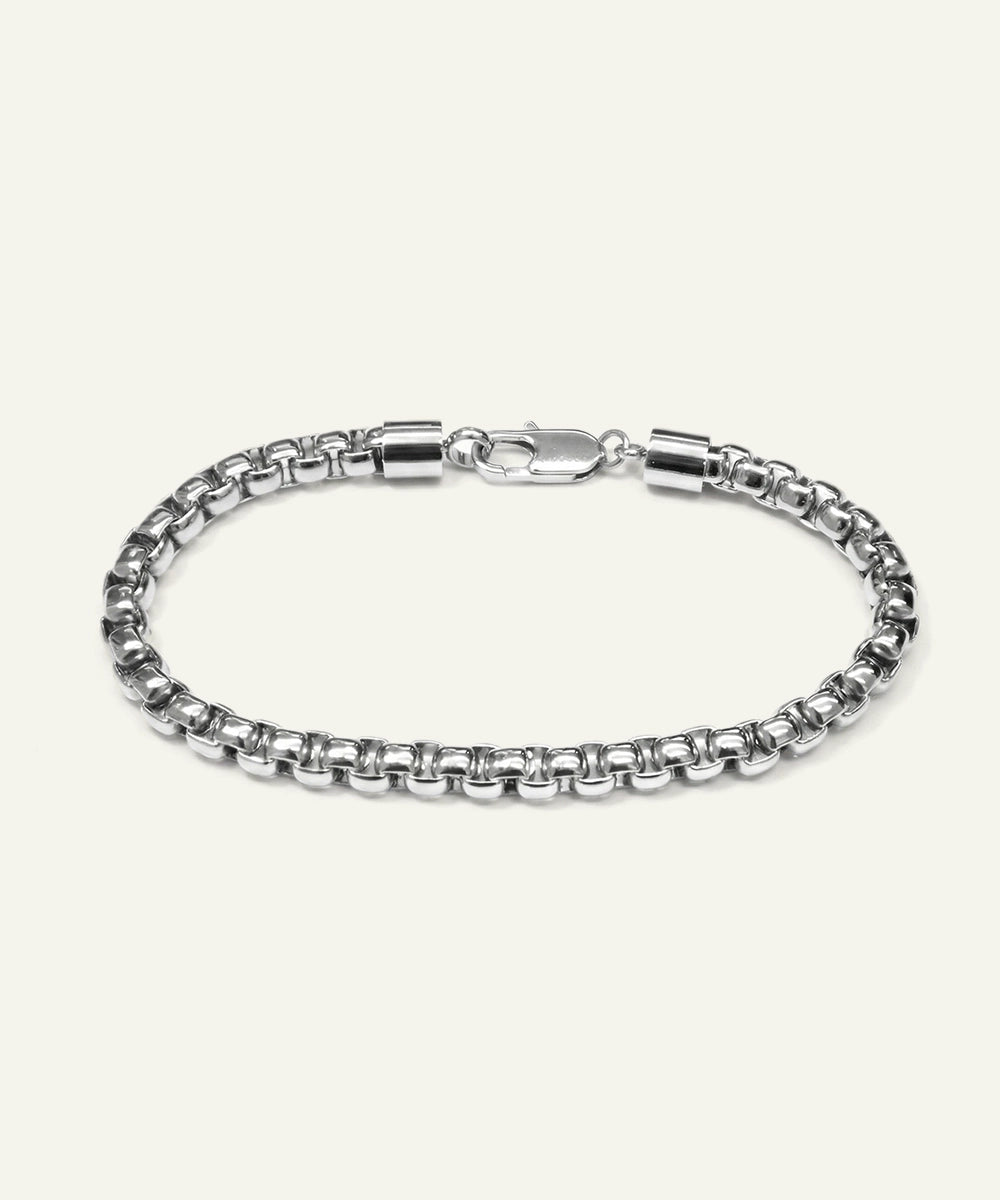 men's stainless steel box link bracelet