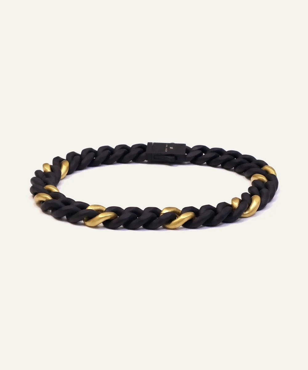 men's two-tone stainless steel curb chain bracelet