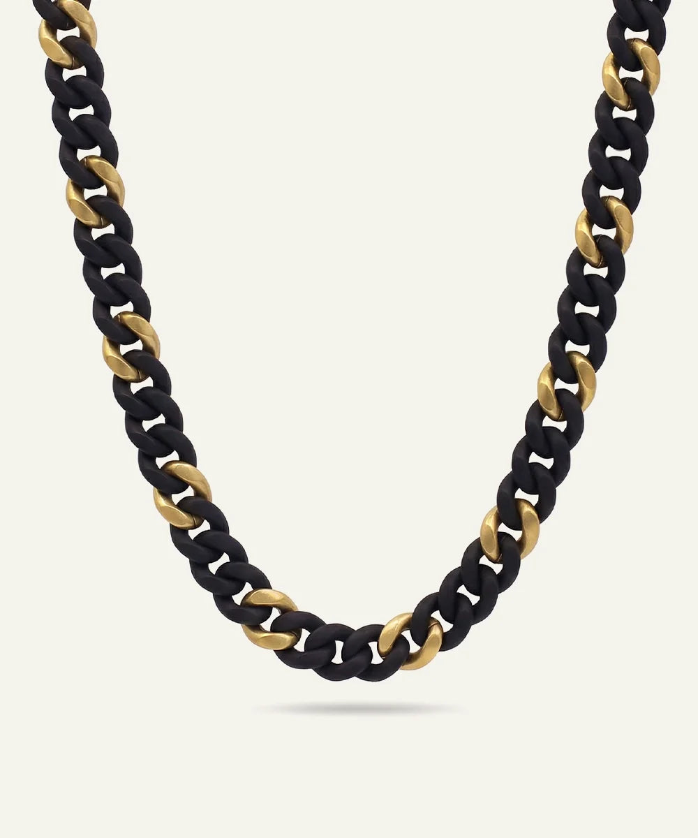 men's two-tone stainless steel curb chain