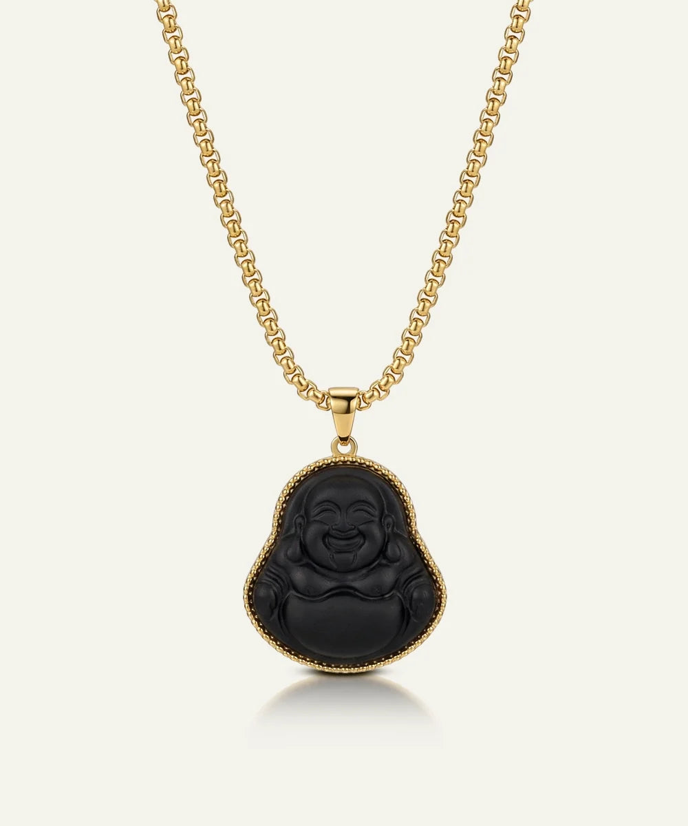 men's matte yellow stainless steel Buddha pendant