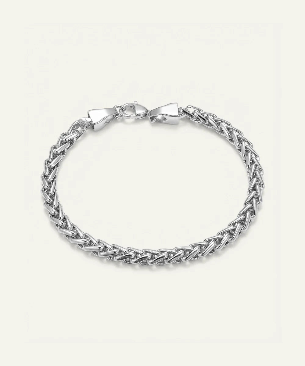 men's stainless steel wheat chain bracelet