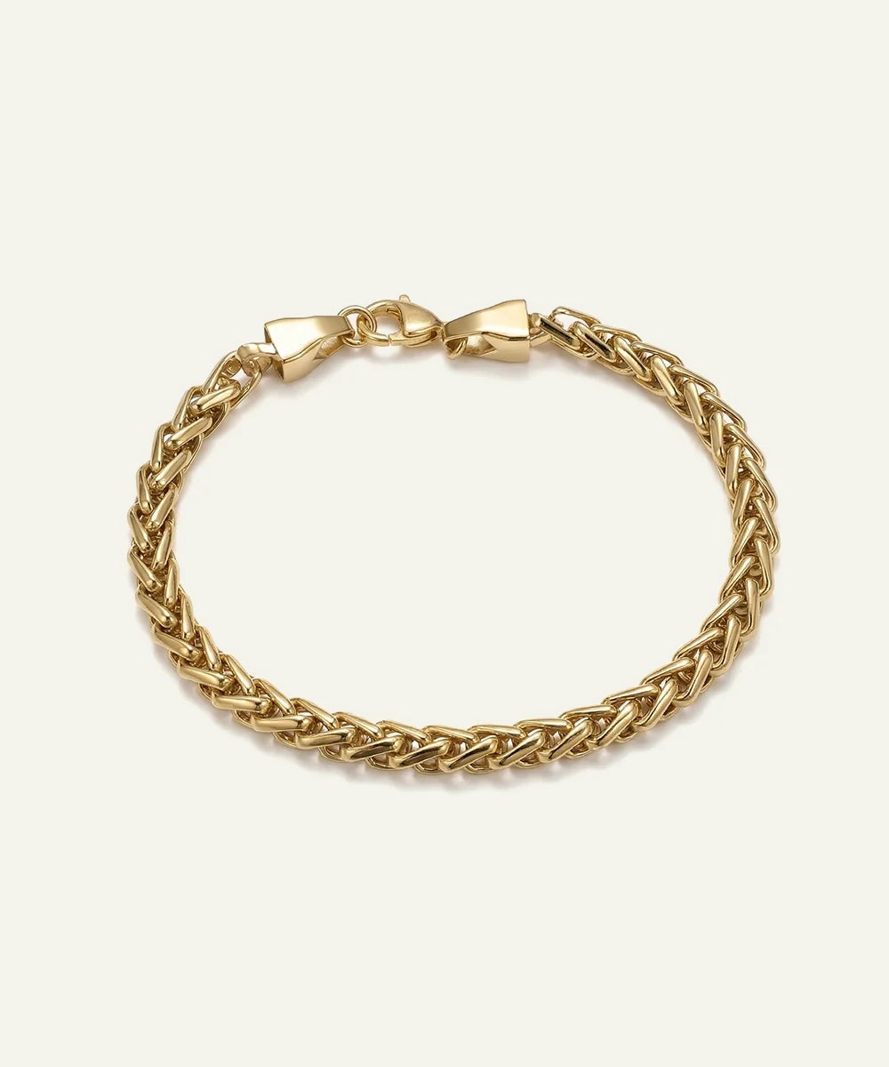 men's stainless steel wheat chain bracelet