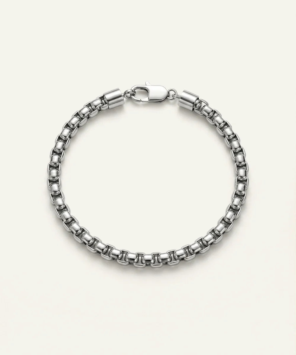 men's stainless steel box link bracelet