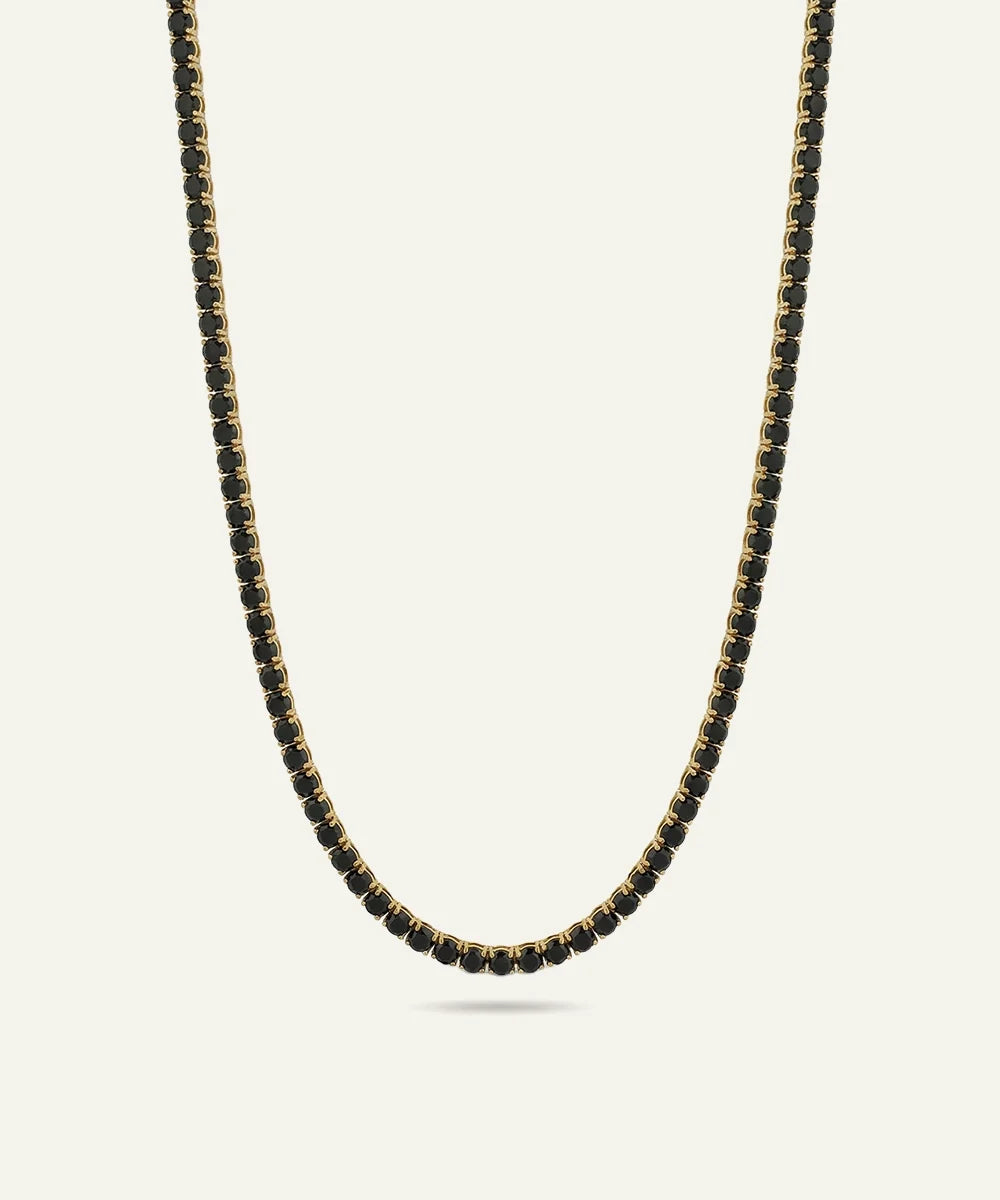 men's black spinel tennis necklace