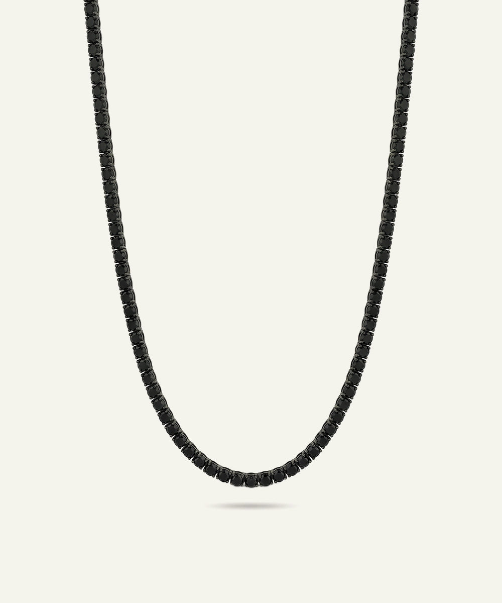 men's black spinel tennis necklace