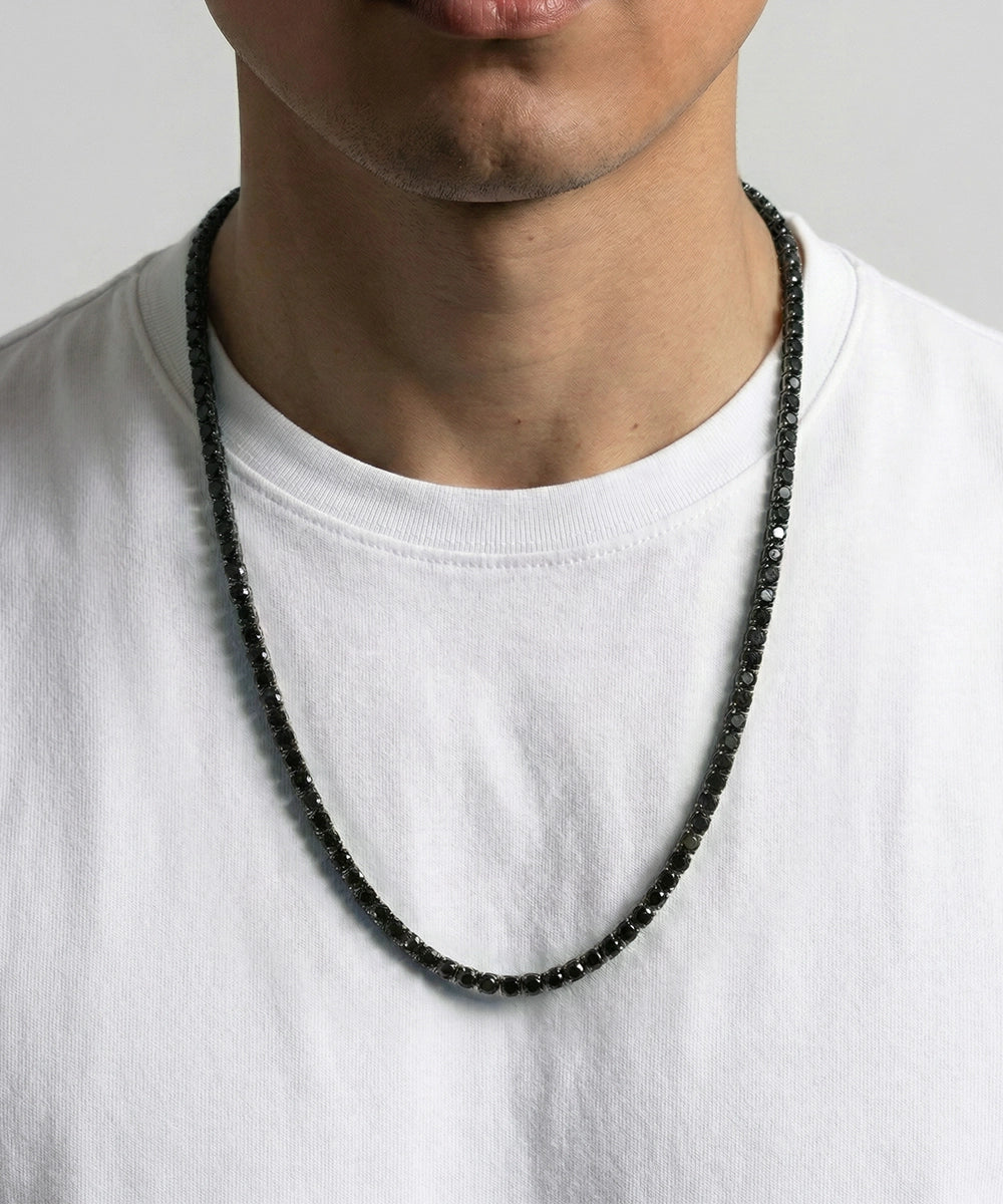 Men's 22-inch black spinel tennis necklace by