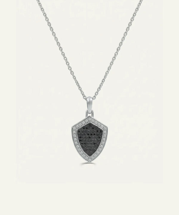 Black Treated & Lab-grown Diamond Shield Pendant