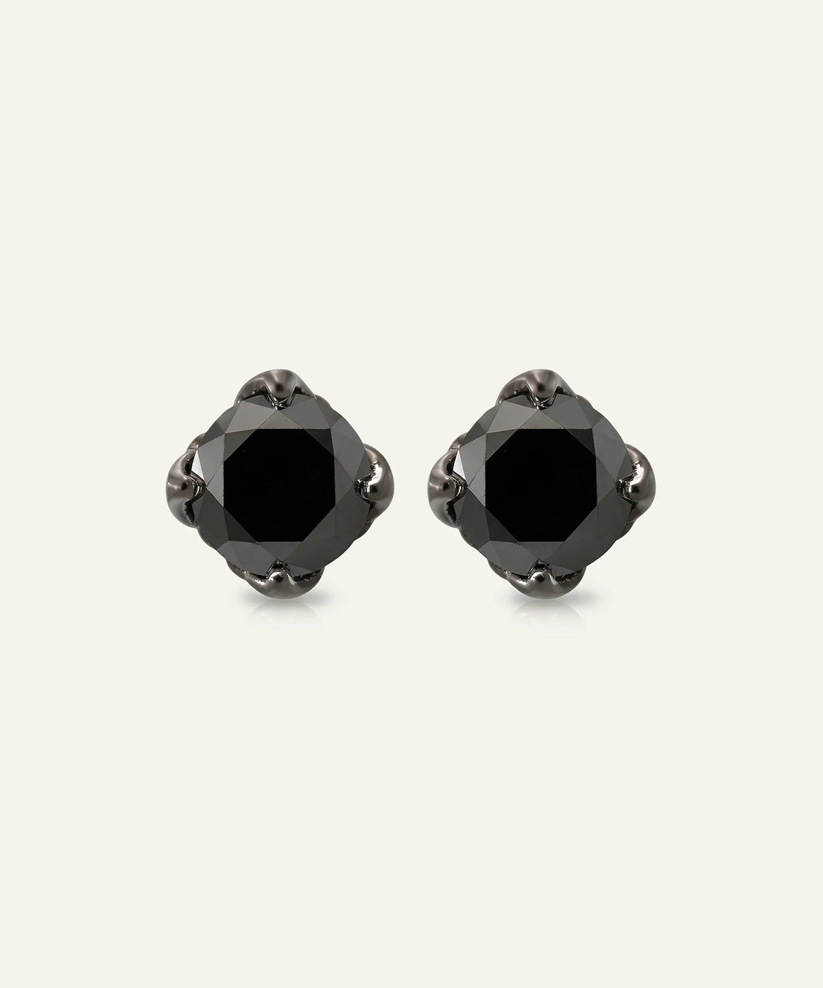 men's black diamond solitaire stud earrings in black finish