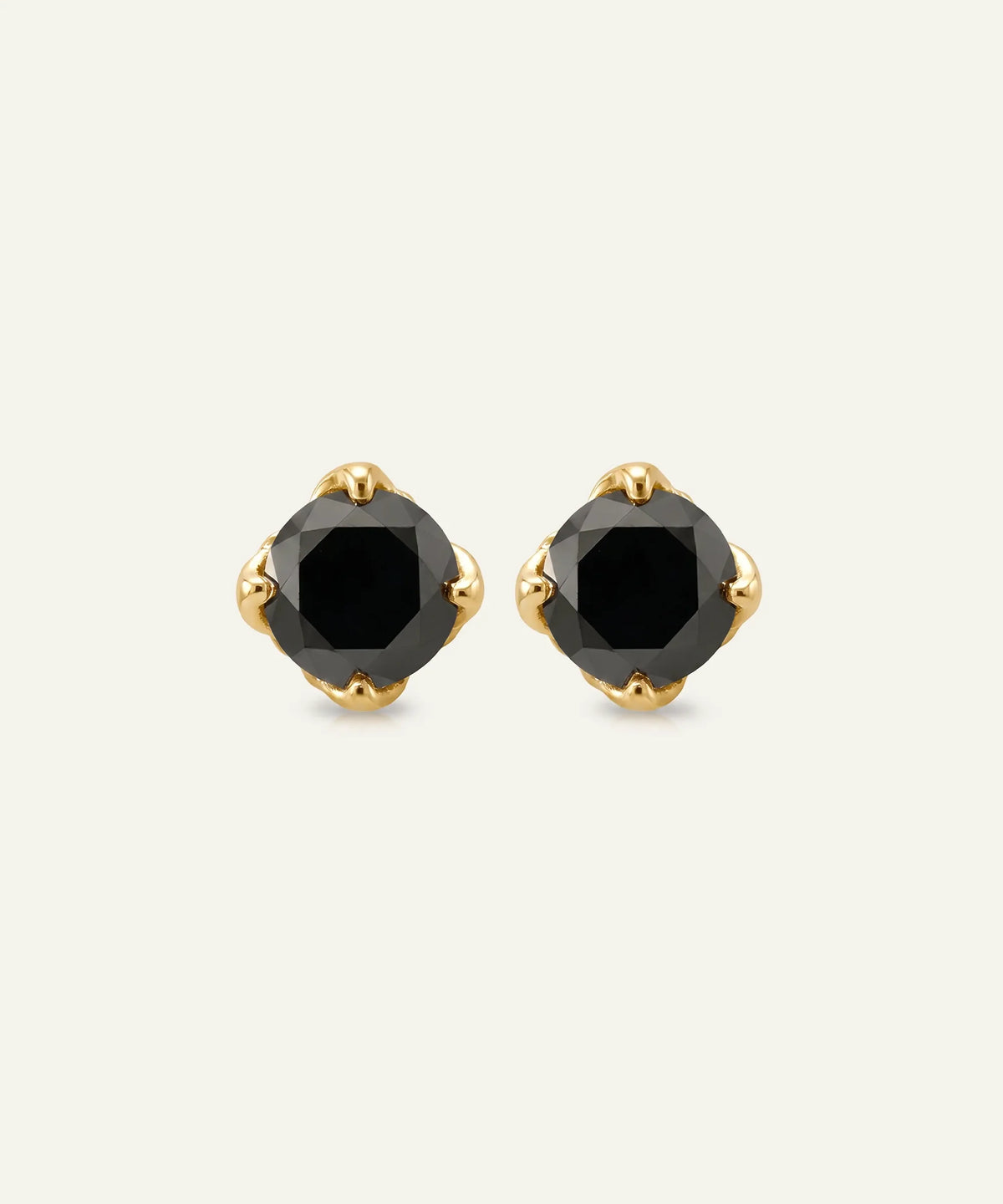 men's black diamond solitaire stud earrings in vermeil